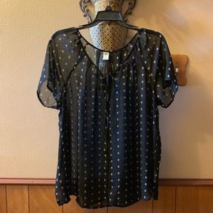 Old Navy sheer black and white blouse